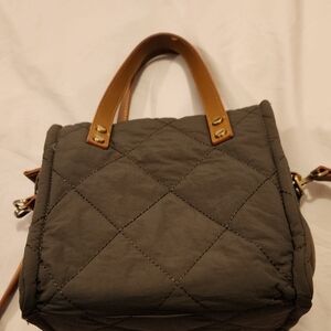 Quilted Gray LUNCH bag with Tan Accents